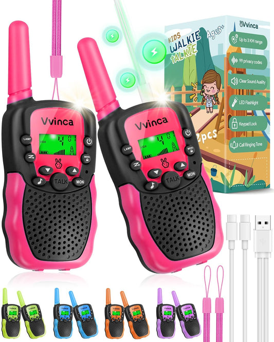 Vvinca kids walkie talkies USB rechargeable for longer playtime