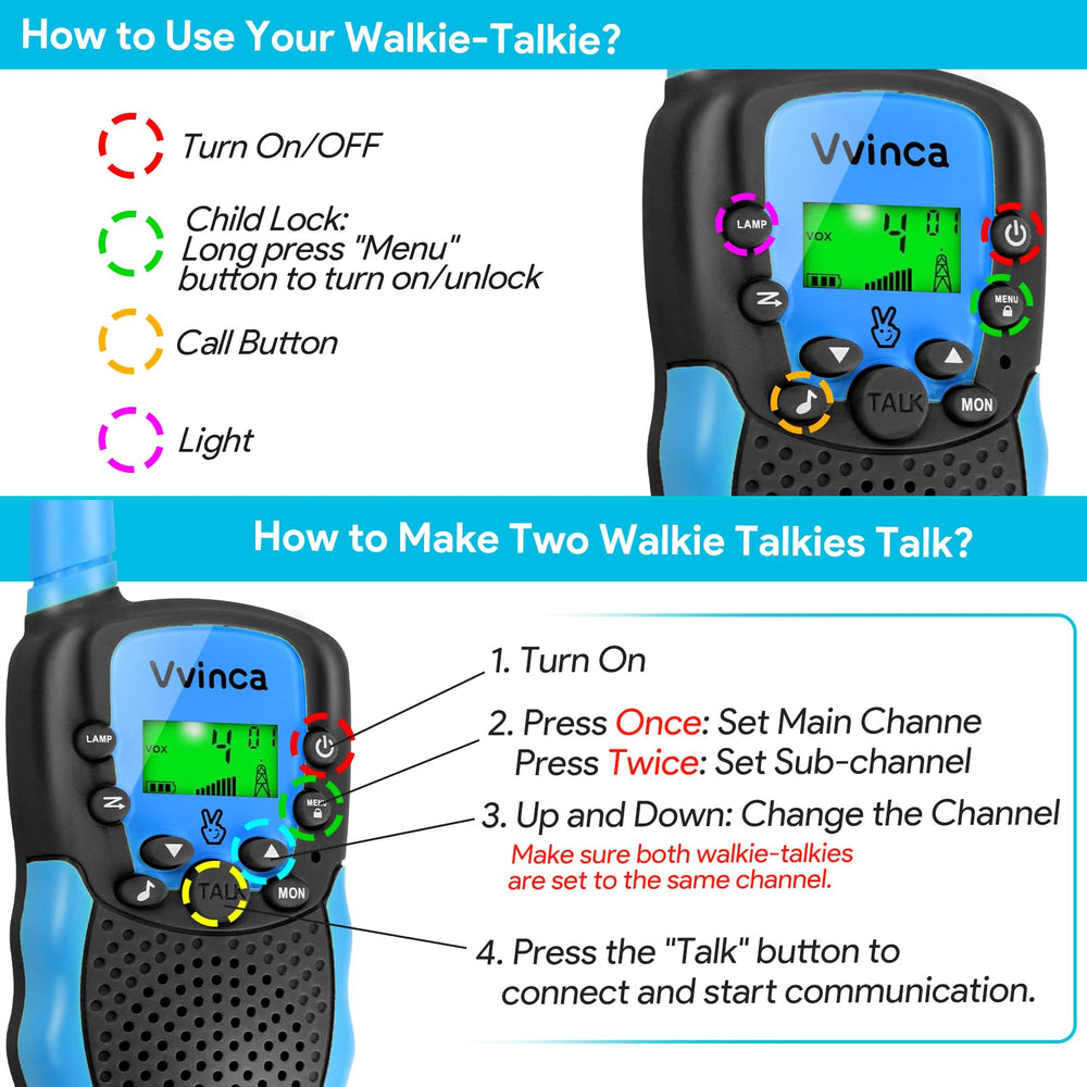 Vvinca walkie talkies privacy with 22 channels for secure chats