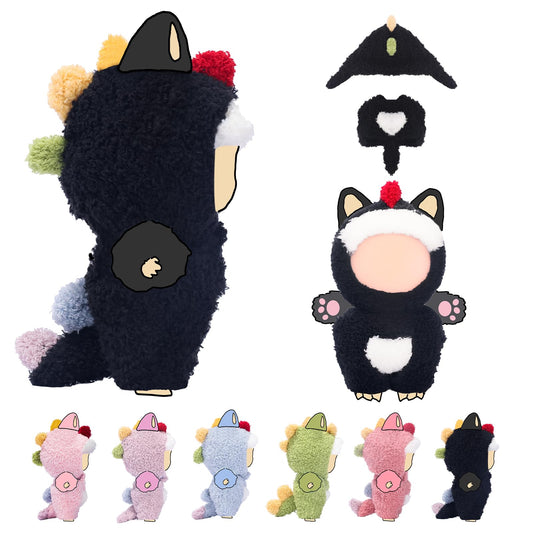 VVQUI 17cm doll dino outfit in black for snug, stylish play.