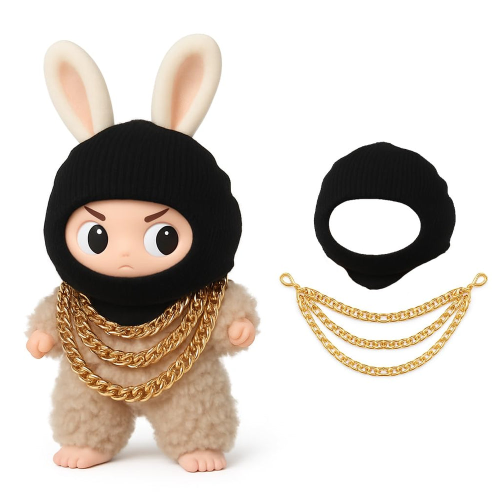 VVQUI 17cm doll fashion set with black head cover for a snug display