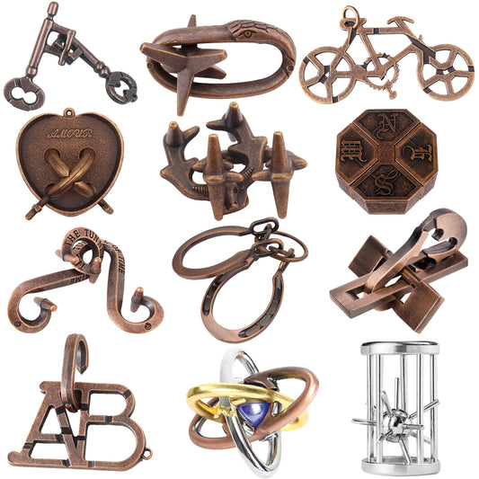 VVSBPL 12Pcs metal puzzle close-up showing interlocking gears for focus