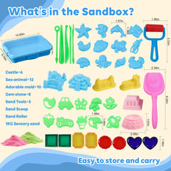 VVSBPL Two-color moldable sand invites tactile exploration and castle building.