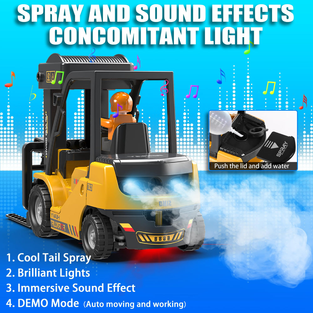 VWAHNANA RC forklift remote 11-channel control enables precise movement and operation.