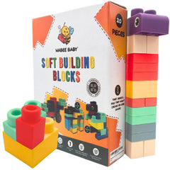 WaBee Baby big soft blocks 20-piece set for safe toddler stacking