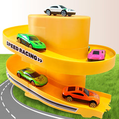 Waivvy spiral track inside bucket enabling top-entry racing action