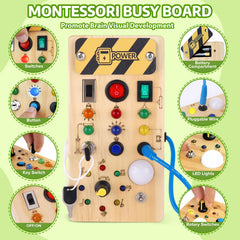 wakeInsa Busy Board features eight switches and fourteen LEDs for fine motor play.