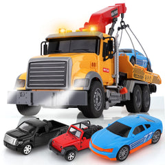 wakeInsa tow truck toy set with a 15-inch truck, ideal for imaginative roadside rescue play