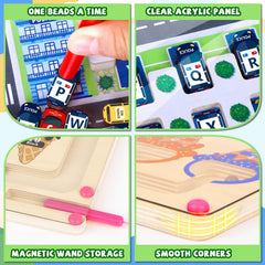 wakeInsa wooden Montessori board close-up demonstrates durable, odorless craftsmanship.