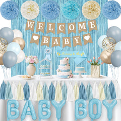 Wakeys dusty blue baby shower balloons for boy party decor, durable and festive.