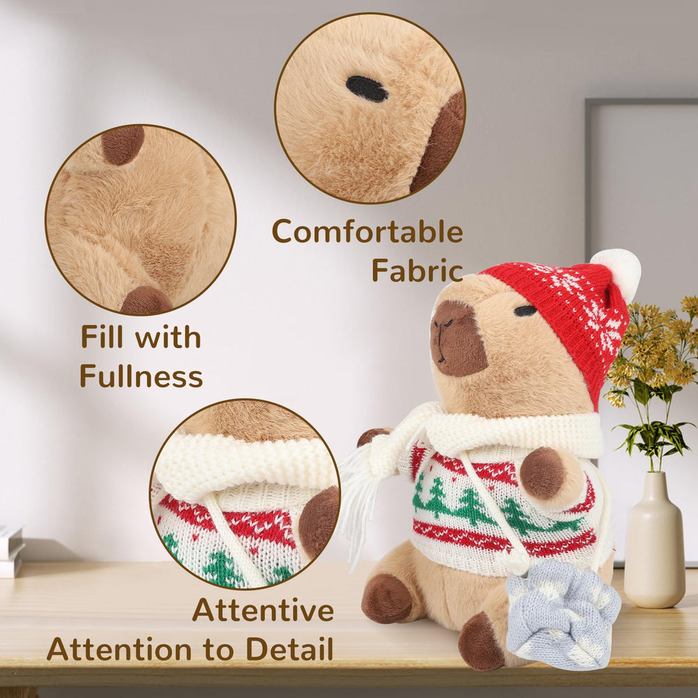 WAKSUN Capybara plush on bed—dreamy bedtime companion.