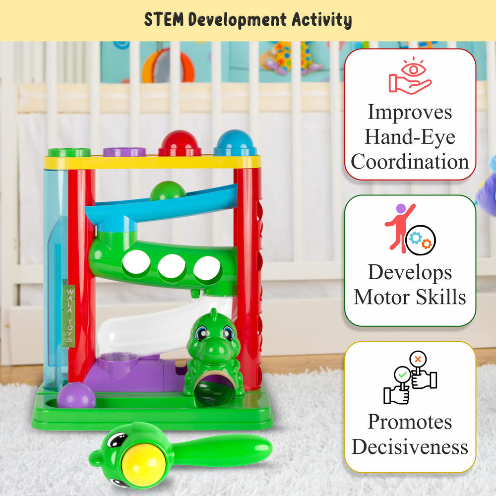WALA Pound a Ball Dinosaurs toy seven dinosaur figures spark imaginative play and STEM exploration