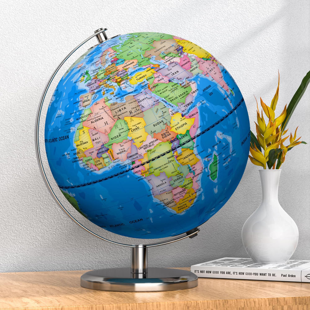 Waldauge 9in illuminated globe base with a stable metal stand for smooth rotation
