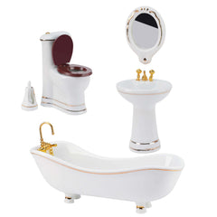 Waldosia 1:12 dollhouse bathtub with gold rim and Victorian detailing for realistic display