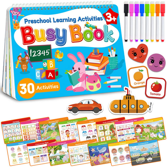 Walenced Busy Book Toddlers open activity pages for hands-on learning.