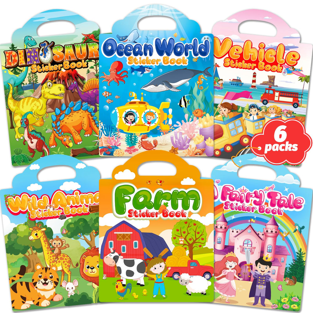 Walenced reusable sticker book cover with bright themes for creative play.