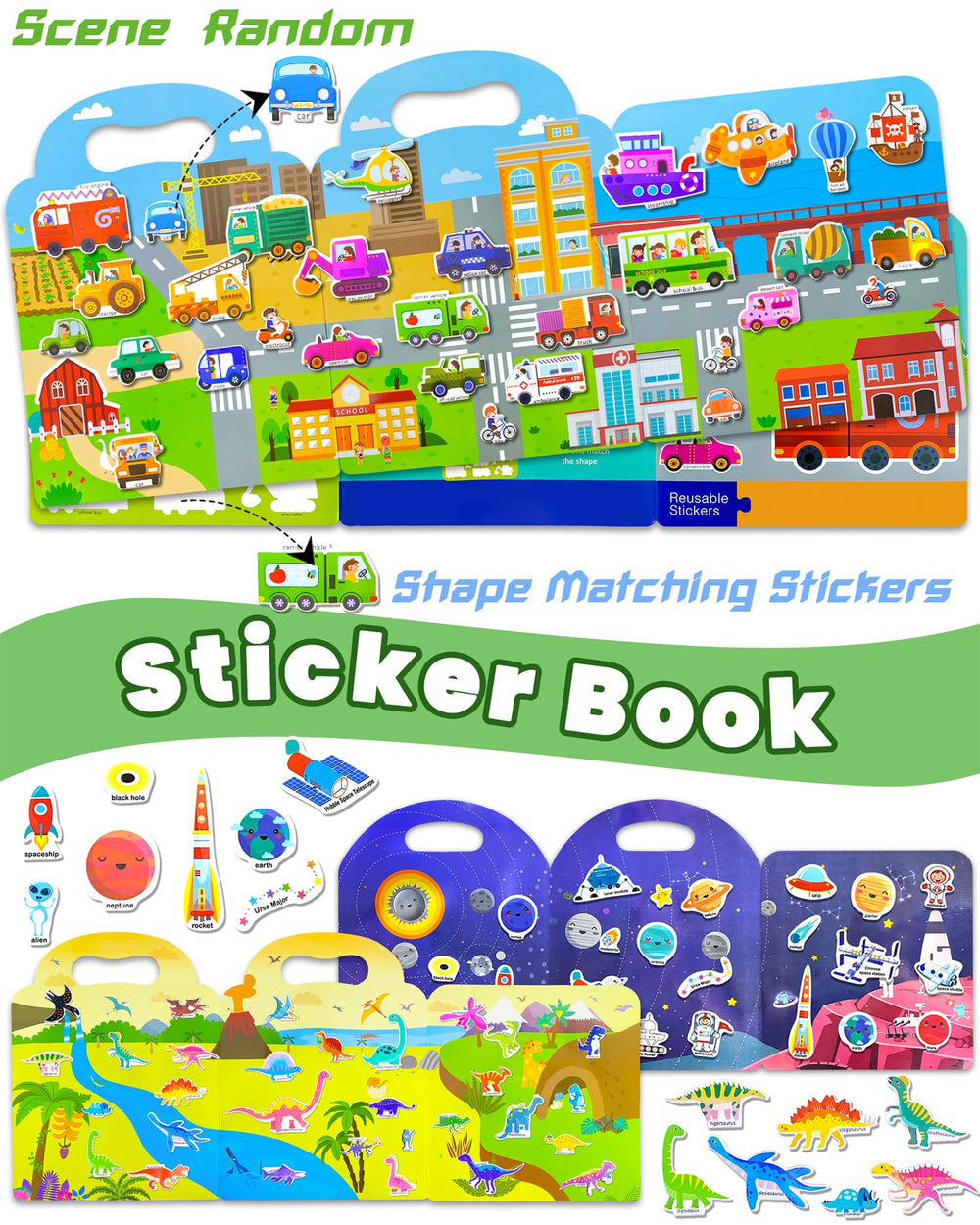 Walenced sticker book vehicle pieces to boost creativity and coordination