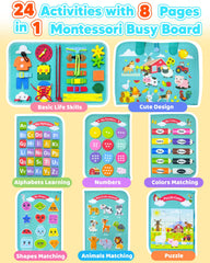 Walenty Busy Board shapes and colors help with recognition through play.
