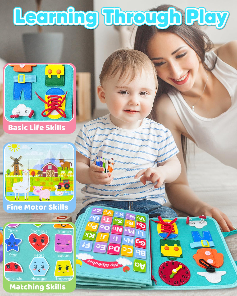 Walenty Busy Board travel-friendly design keeps toddlers engaged on trips.