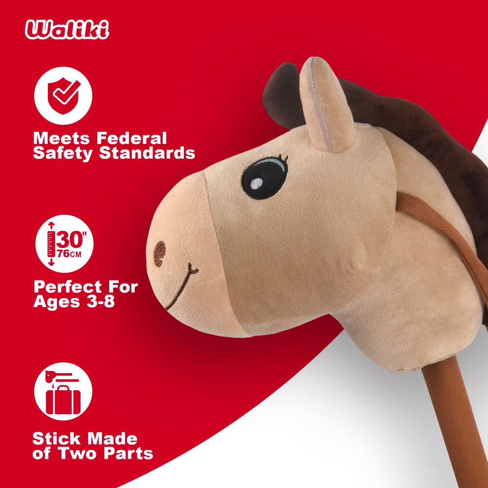 WALIKI stick horse toy ear squeeze sound feature in action.