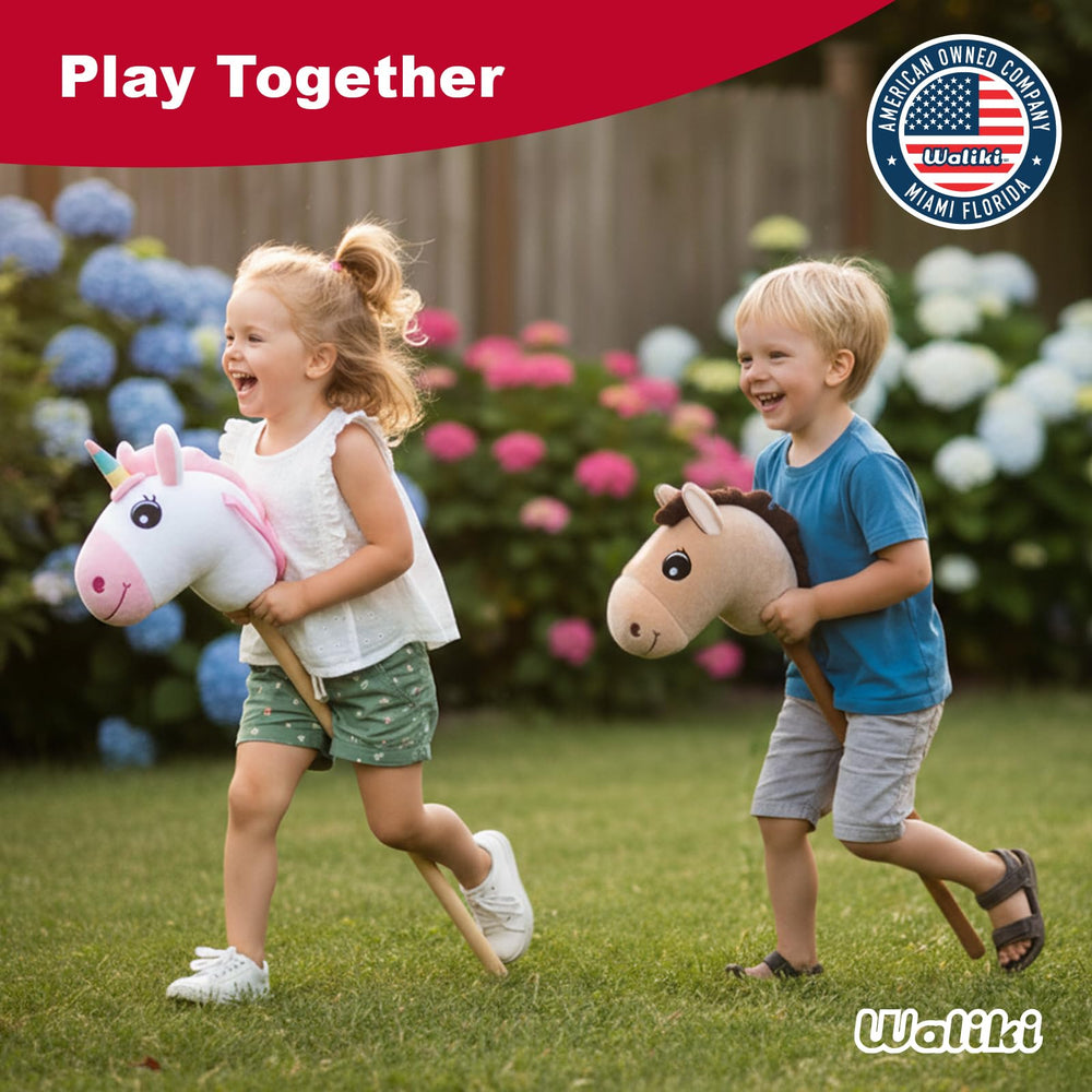 WALIKI stick horse toy usable indoors and outdoors for versatile play.