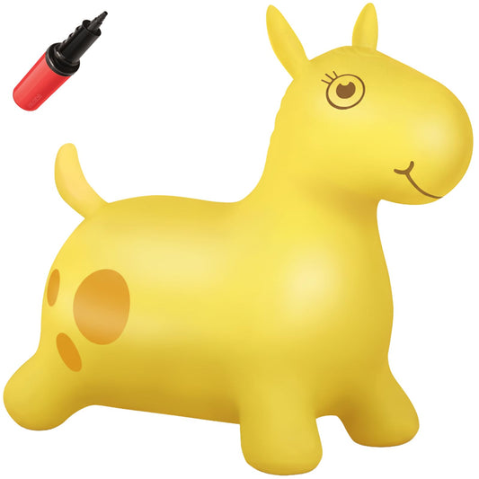 WALIKI Yellow Bouncy Horse ride indoors with a smiling toddler for active play
