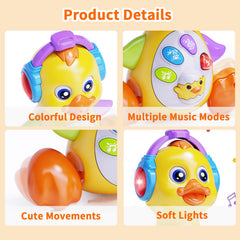 Wanonoo Dancing Duck Toy Big buttons encourage touch and fine motor exploration.