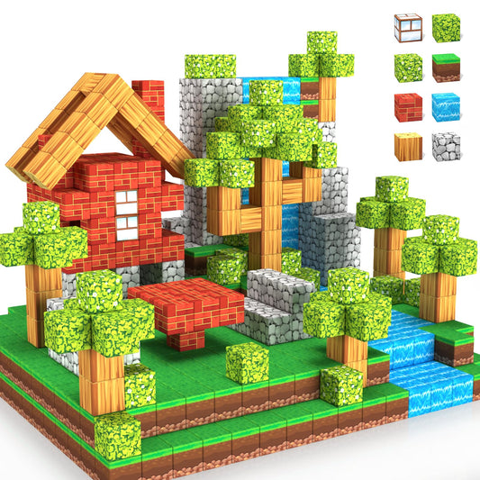 Wanplay magnetic blocks create a forest treehouse scene with stable magnetic connections.