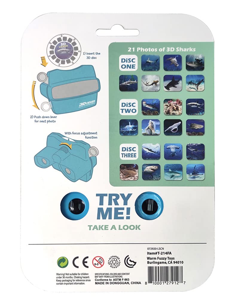 Warm Fuzzy 3D Viewfinder Shark Edition child holding viewfinder encourages independent discovery
