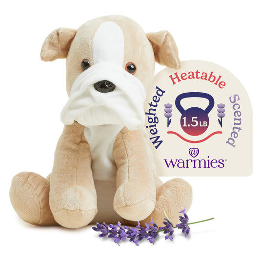 Warmies Bull Dog microwavable plush delivers cozy warmth for relaxation