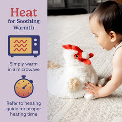 Warmies chicken plush with a weighted feel for comforting snuggles.