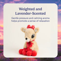 Warmies Clarice weighted plush provides a secure, comforting hug.