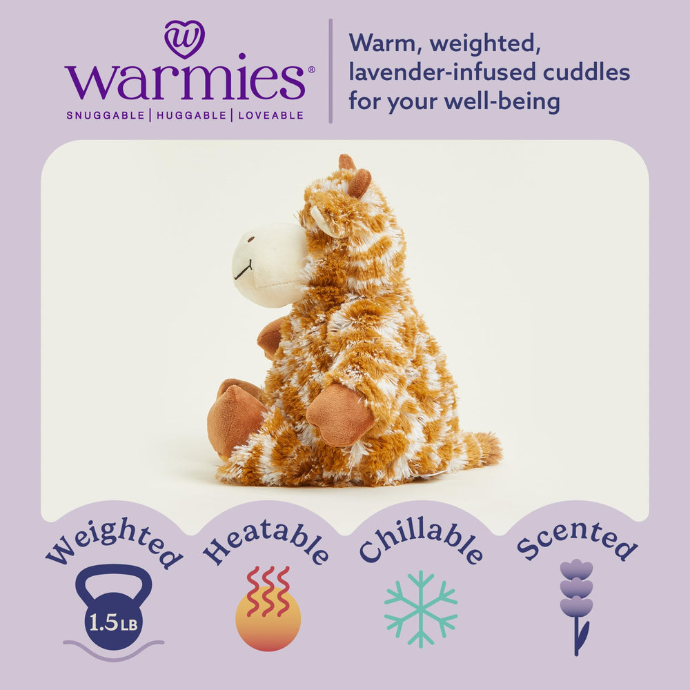 Warmies giraffe heated plush with lavender scent for calmer bedtimes.