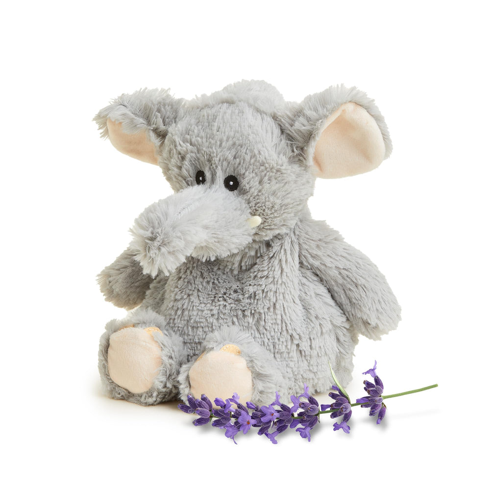 Warmies Gray Elephant microwavable plush offers soothing warmth for relaxation.