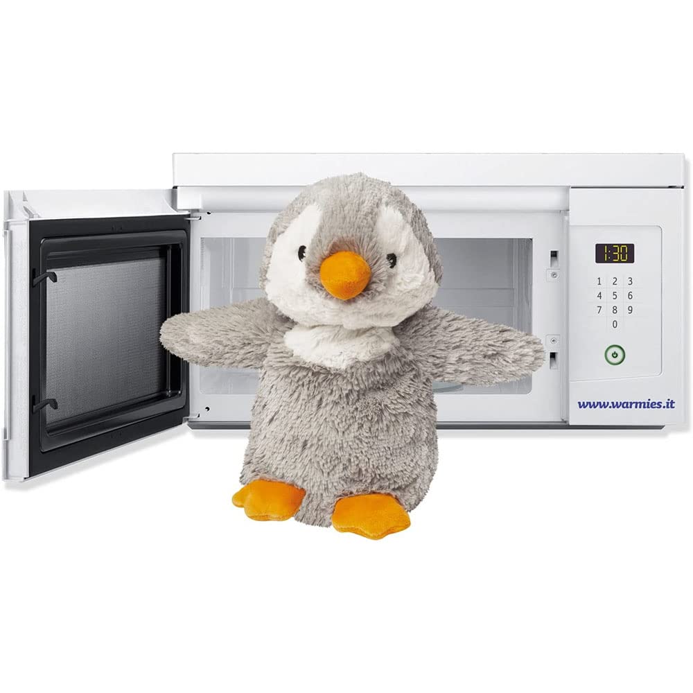 Warmies gray penguin heated plush creates cozy bedtime moments.