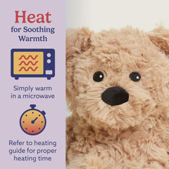 Warmies Junior Brown Curly Bear lavender detail highlights the subtle scent.