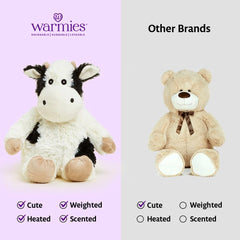 Warmies Lavender-scented Cow Plush adds real French lavender fragrance