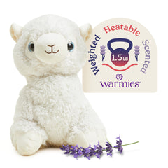 Warmies Llama microwavable plush provides soothing warmth for cuddles.