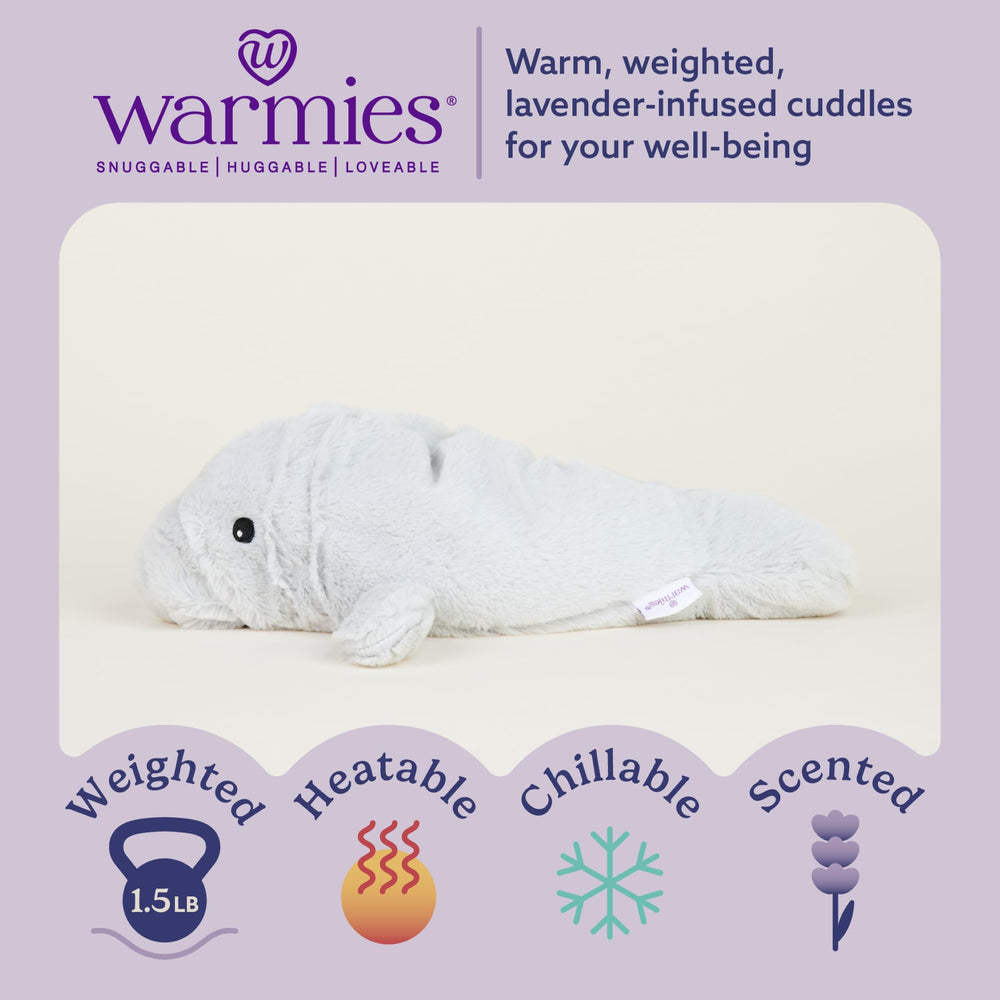 Warmies Manatee heat-up session provides soothing warmth
