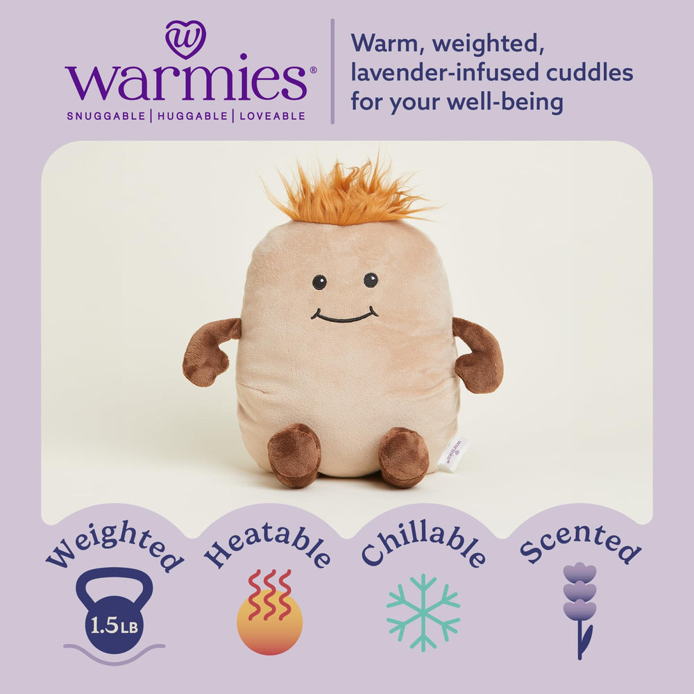 Warmies Potato plush weighted hug for calm snuggles.