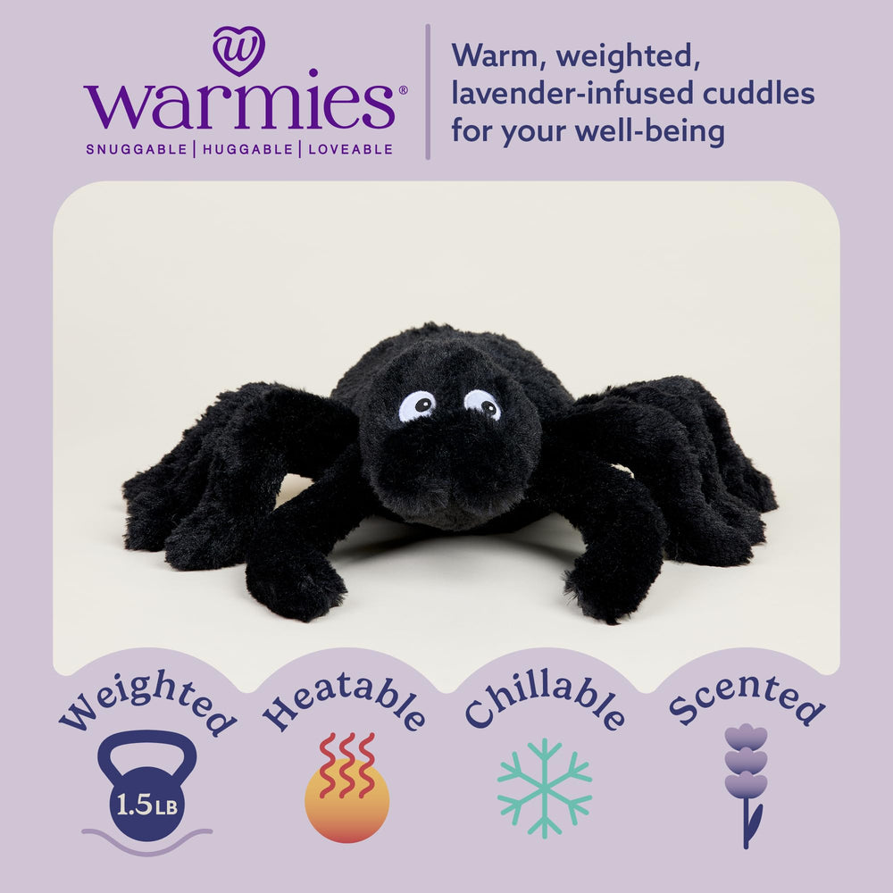 Warmies Spider weighted plush offers comforting hugs and snuggles.