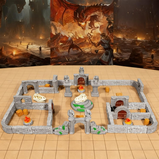 Warmtree modular dungeon walls with detailed brick textures for immersive tabletop battles