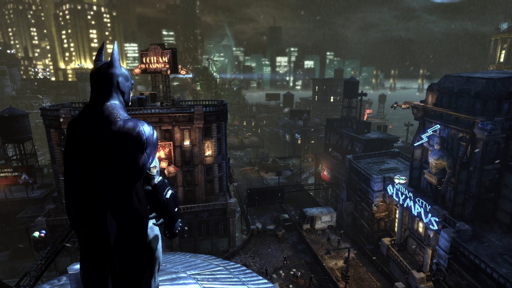 Warner Bros Batman Arkham Trilogy Switch collection menu image illustrating accessible library and quick access.