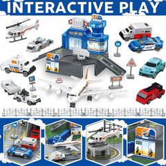 WASAiKA airport playset plane takeoff scene encourages storytelling and motor skills
