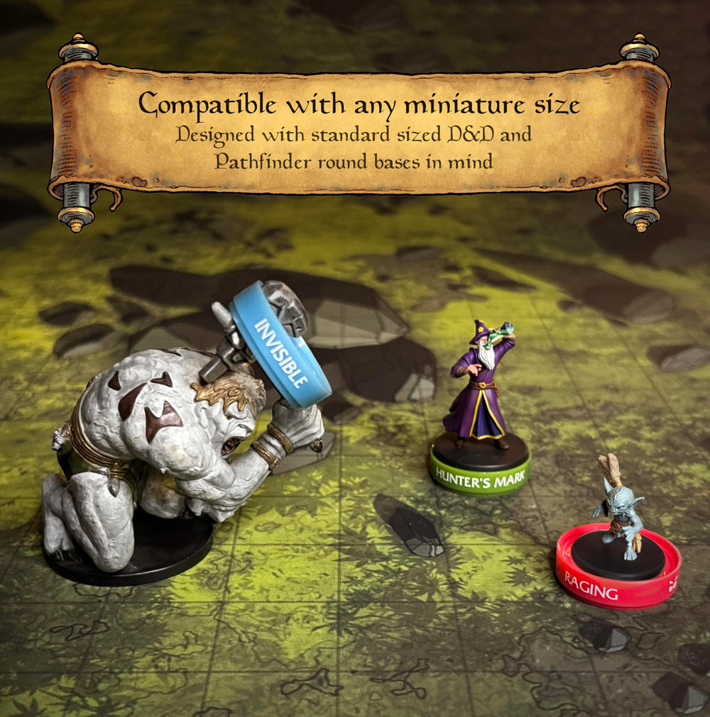 WASTED WIZARD Pathfinder-compatible rings for standard and larger minis.