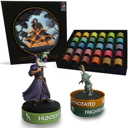 WASTED WIZARD stackable DND condition rings set for quick status tracking on minis.