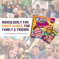 Watch Ya' Mouth family game night setup highlights inclusive gameplay for all ages.