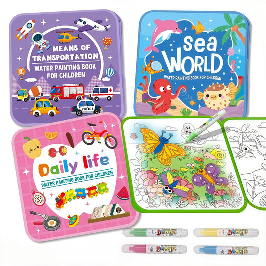 Water Painting Book for Kids cover image showing four-pack for mess-free fun