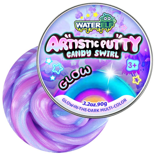 Waterelf Glow in the Dark Putty jar shows vibrant glow for calming fidget play
