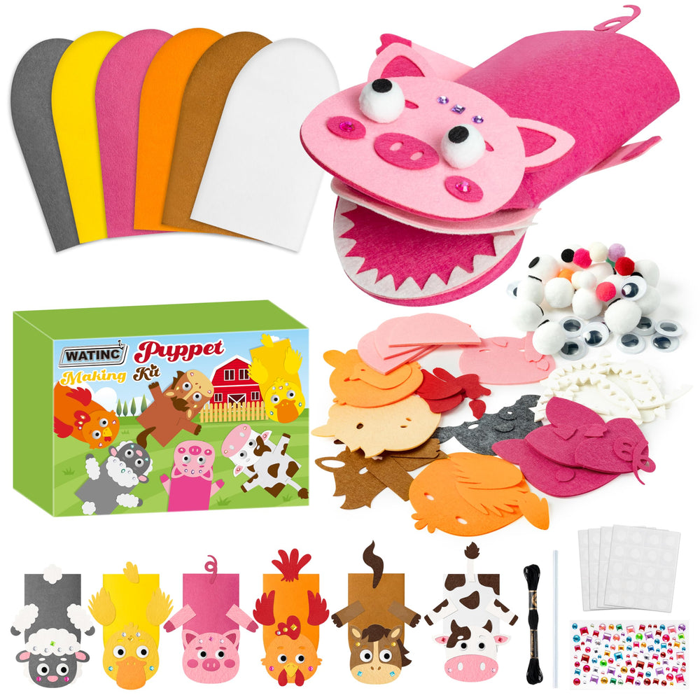 WATINC 6P hand puppet kit with six puppets for creative storytelling.