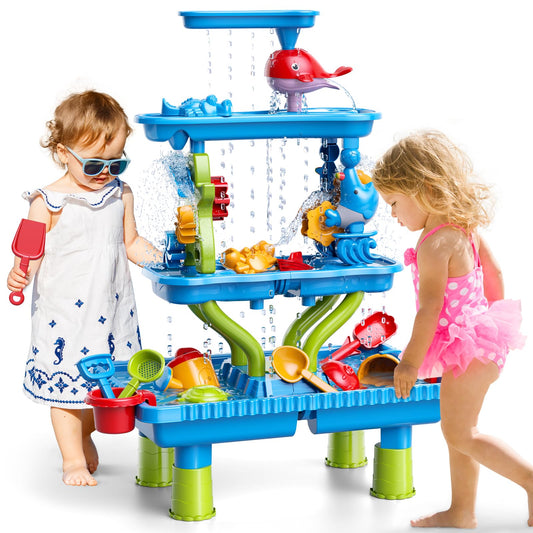 Watudou 4-Tier Water Table, assembled view, durable outdoor play.
